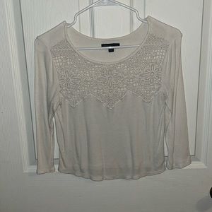 American Eagle Quarter Sleeve Crop top- white